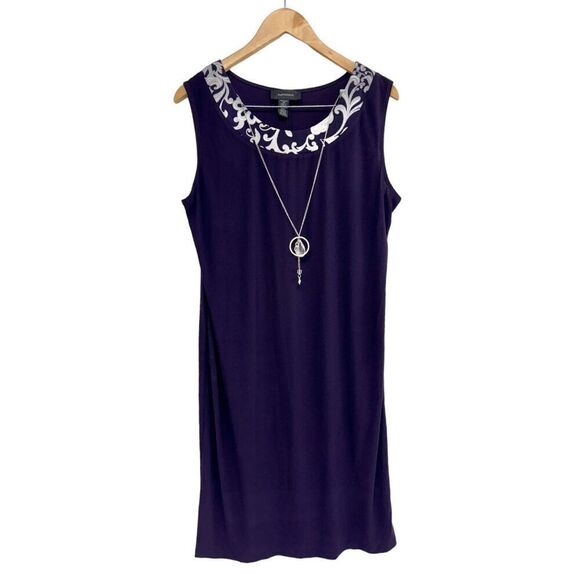 R & M Richards Dresses & Skirts - R & M Richards Shift‎ Dress Size 14 Sleeveless Knee Length Purple White